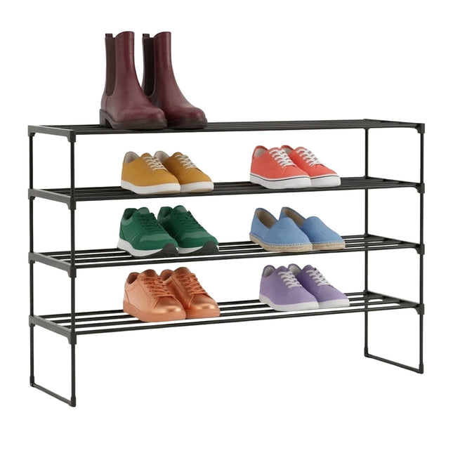 Półka na buty, składana metalowa rama z plastikowymi półkami