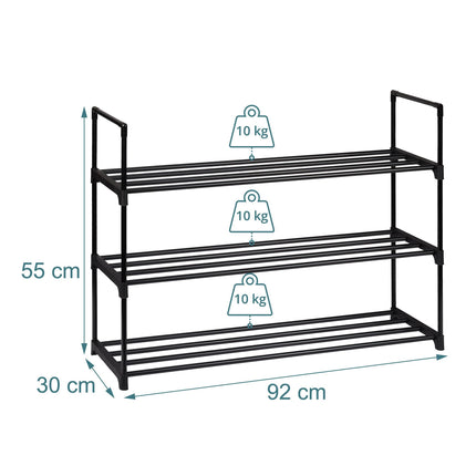 Shoe Rack, Stackable Metal Frame With Plastic Tiers