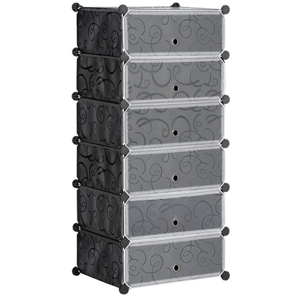 Shoe rack for 6 pairs, durable plastic/steel