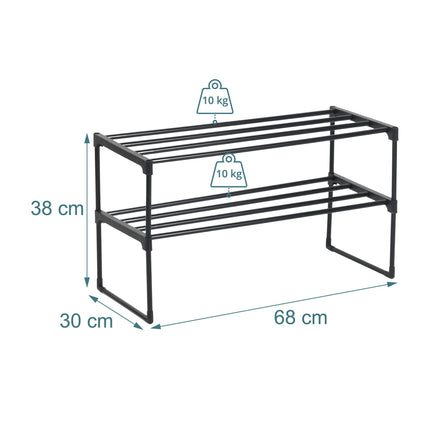 Shoe Rack With Metal Frame, Stackable Plastic Tiers