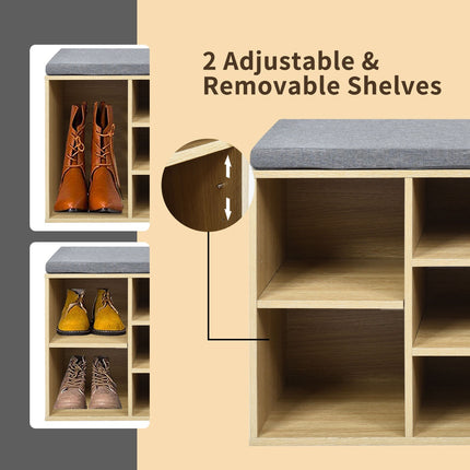 Shoe Storage Bench With 10-Cube Organizer, 41 Inch