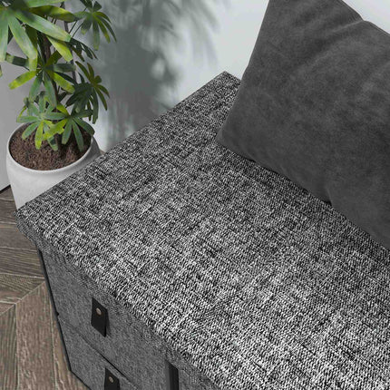 Shoe Storage Bench with Cushion, 6 Drawers, MDF, Dark Grey