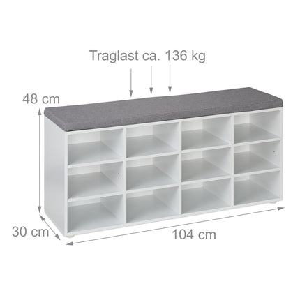 Shoe Storage Bench with Cushion – Hallway Organizer