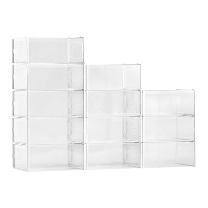 Shoe Storage Boxes, 12-Pack Stackable, Fits US 11