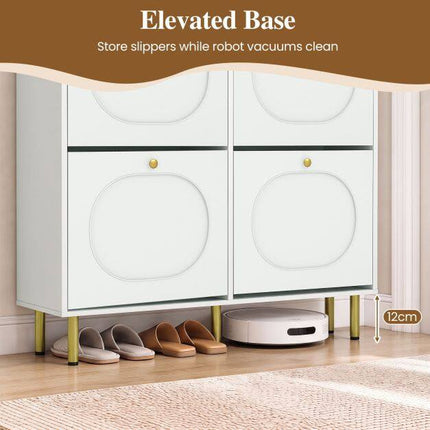 Shoe Storage Cabinet with 4 Flip Drawers, White