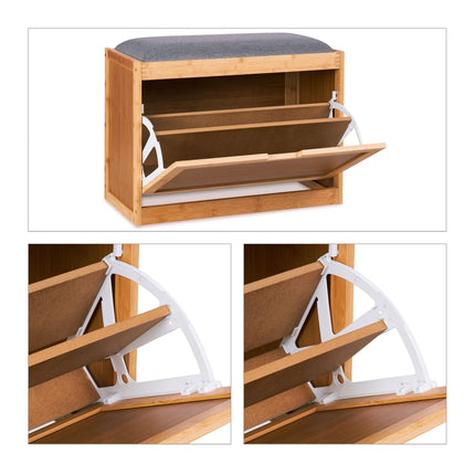 Shoe bench with gray seat