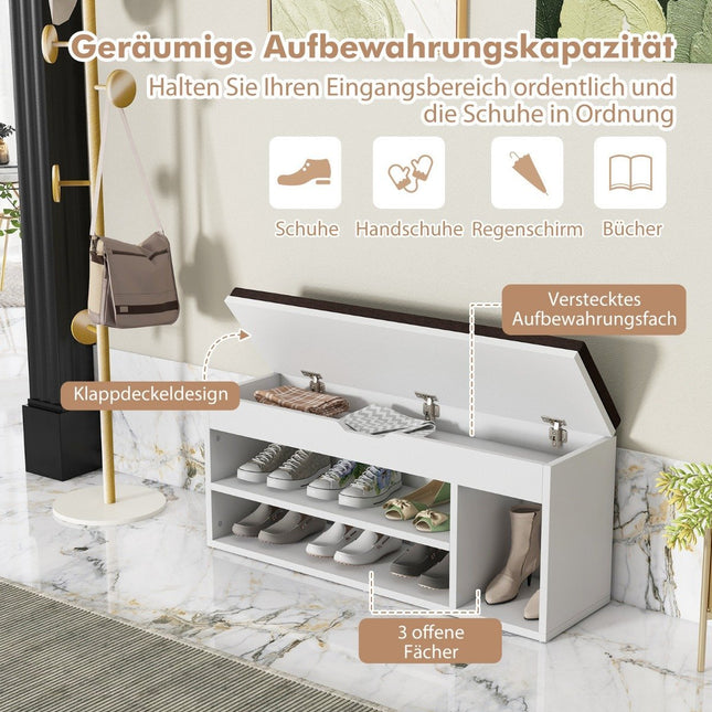 Ławka na buty z siedziskiem i miejscem do przechowywania 104 x 30 x 48 cm Ławka do garderoby, stojak na buty, drewno szare