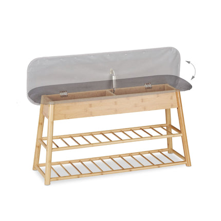 Shoe bench with seat and storage space