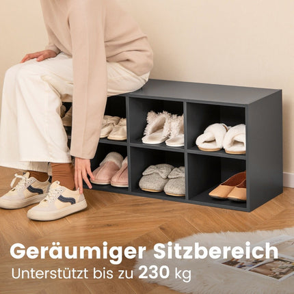 Shoe bench with seat shoe rack made of wood 230 kg load capacity 102 x 30 x 41 cm grey