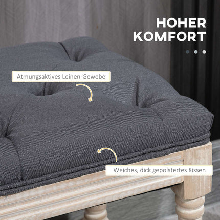 Shoe bench with storage, padded seat, gray linen, 115x40x48 cm