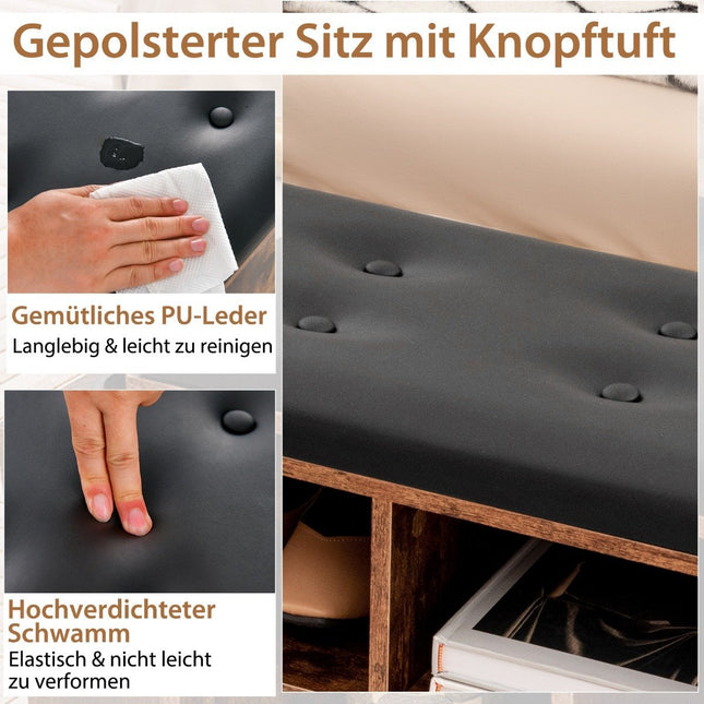 Schoenenbank met paraplubak Entreebank met verstelbare plank 110 x 30 x 52 cm
