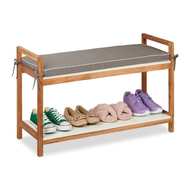 Shoe bench with upholstered seat