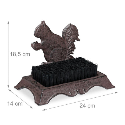 Shoe brush in cast iron with animal motifs