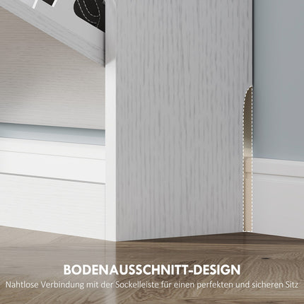 Slim white shoe cabinet for 9-12 pairs, 3 flaps, 80x17x108 cm