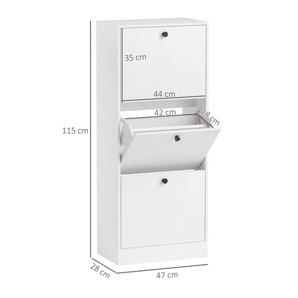 Shoe cabinet with 3 flaps, adjustable for 12 pairs