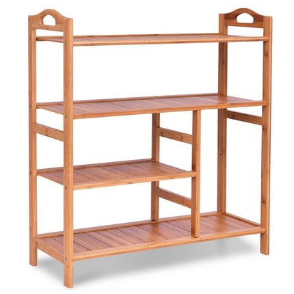 Shoe rack made of bamboo with 4 levels and handle shoe rack shoe storage natural