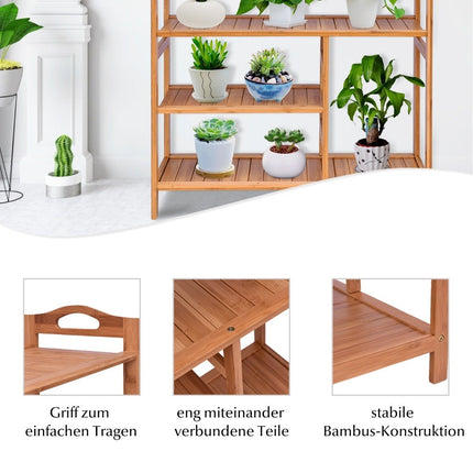 Shoe rack made of bamboo with 4 levels and handle shoe rack shoe storage natural