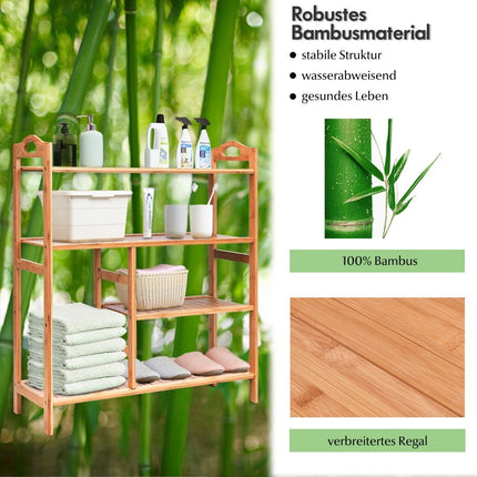 Shoe rack made of bamboo with 4 levels and handle shoe rack shoe storage natural