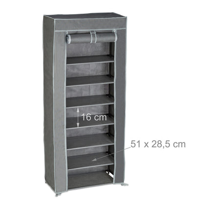 Shoe wardrobe in fabric with 8 compartments