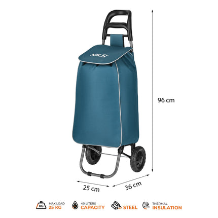 Shopping Trolley 40L, Insulated, Foldable, Turquoise