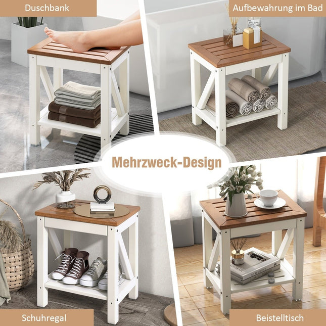 Shower Bench with Shelf, Waterproof, 150 kg Capacity