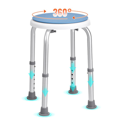 Shower Chair, 360 Swivel, Adjustable Height, 300 lb Capacity
