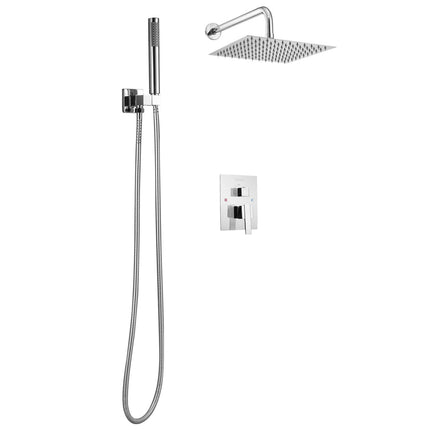 Shower Faucet Set, 10-Inch Square Rain Head, Handheld
