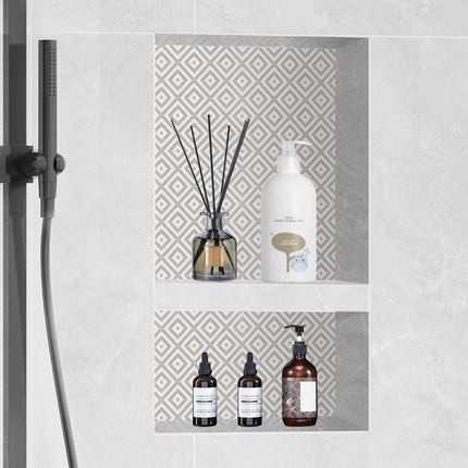 Shower Niche Ready For Tile, 16x24 In, Double Shelf, Black