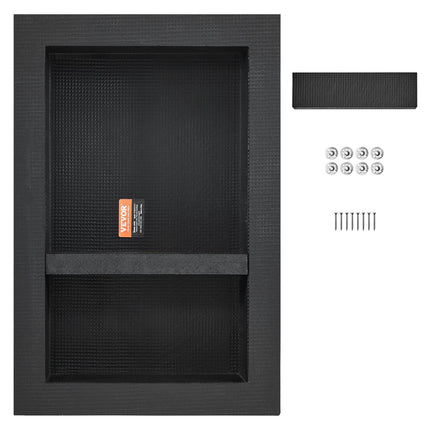 Shower Niche Ready For Tile, 16x24 In, Double Shelf, Black