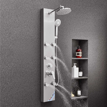 Shower Panel Tower, Rainfall, 49 In, 6 Jets, Handheld