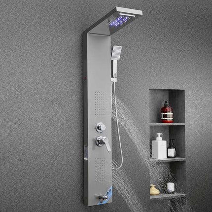 Shower Panel Tower System, 53 In Stainless Steel, LED