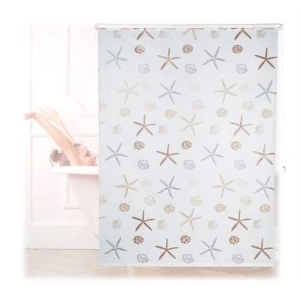 Shower Roller Blind, Ocean Print, Water-Repellent