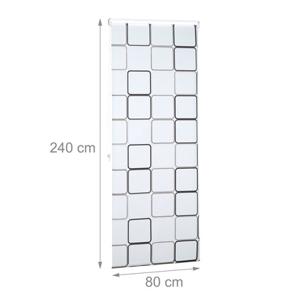 Shower Roller Blind, Water-Repellent, Retro Tile Design