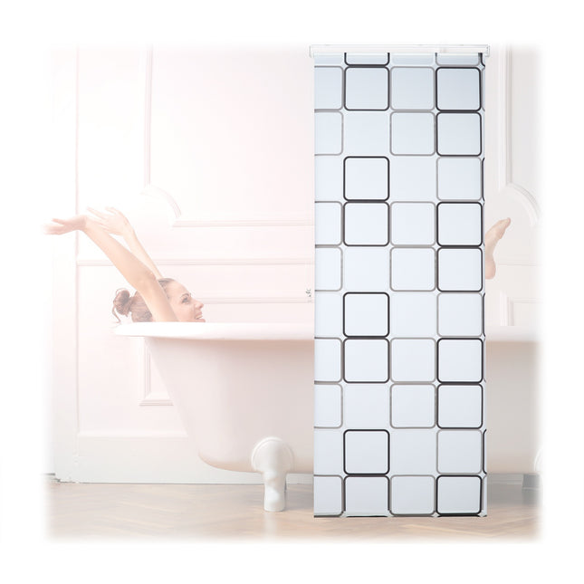 Shower Roller Blind, Water-Repellent, Retro Tile Design