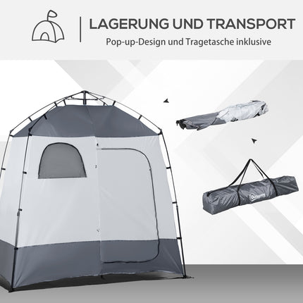 2 Person Shower Tent - Portable Privacy with 3 Doors, Gray