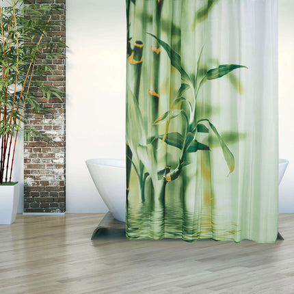 Shower curtain bamboo green