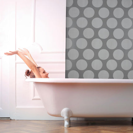 Shower curtain gray dots