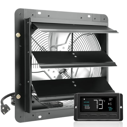 Shutter Exhaust Fan 14 In, 1024 CFM, Temp-Humidity Control