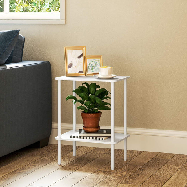 2-tier white coffee table with storage for living room