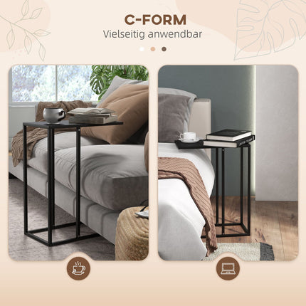 C-shaped side table - Steel frame, bedside table and laptop