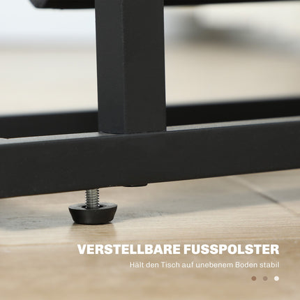 Black metal and glass side table with fabric storage bag
