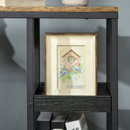 Industrial side table with wheels, dark brown, 51x33x66 cm