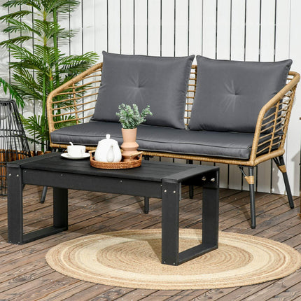Rectangular outdoor side table, wood look HDPE, black 95x42x40Cm