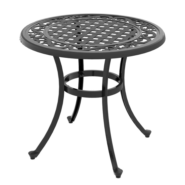 Patio table in black aluminium, 60x60x53 cm, 50 kg capacity