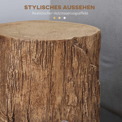 Tree stump side table, waterproof, 4 adjustable feet, 37x37x43 cm