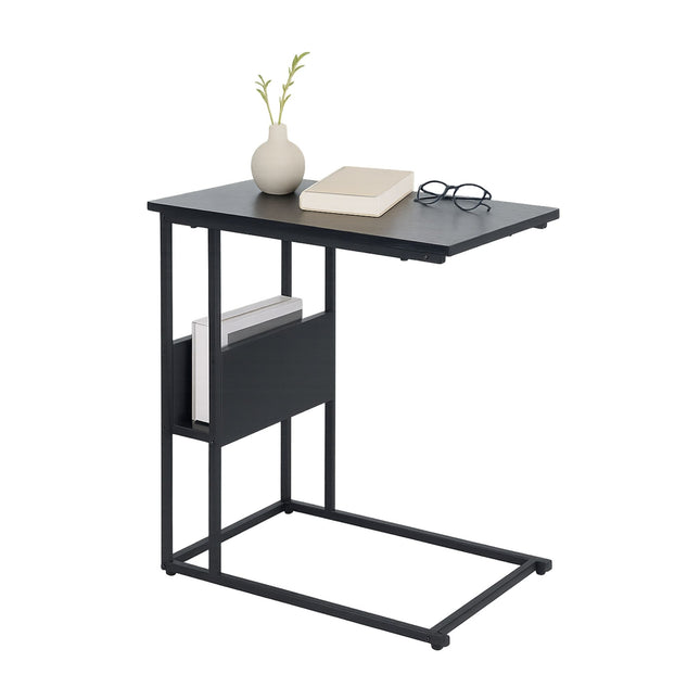 Bijzettafel met plank en compartiment - Hout & Metaal