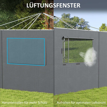 Gazebo side walls, mesh window, dark grey, 2.95x2.95M