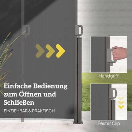Dark gray extendable side awning, 300x140cm Privacy Screen