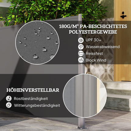 Dark gray extendable side awning, 300x140cm Privacy Screen