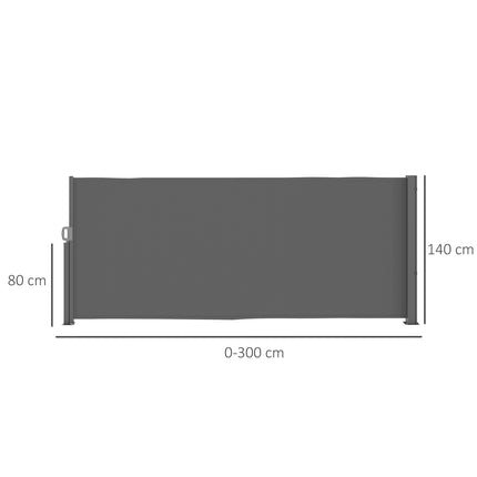Dark gray extendable side awning, 300x140cm Privacy Screen